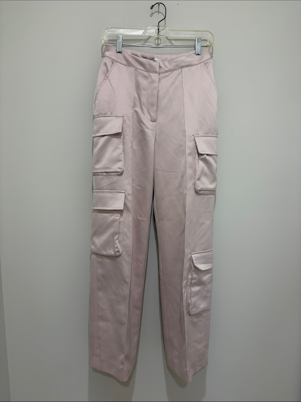 House of CB Pink Satin Cargo Pants